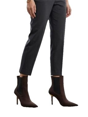 Good American High Kickstand Neoprene Bootie In Brown Gold Accents Size 7.5 & 9